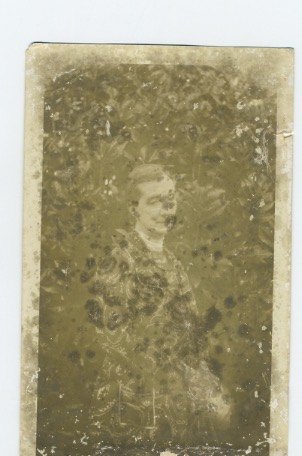 Badly damaged vignette portrait