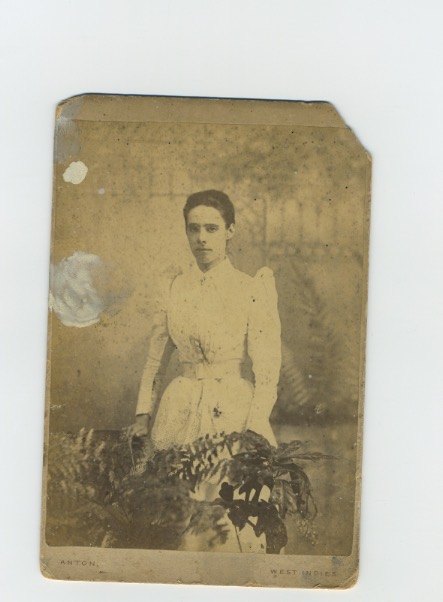 Young woman among ferns, West Indies